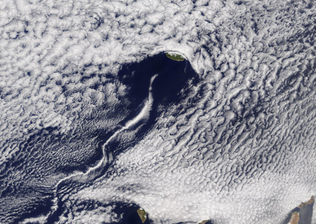 Madeira bewolking gezien vanuit de ruimte. Foto van NASA